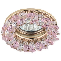Светильник ЭРА декор - круглый с мелкими хрусталиками, золото/прозрачный розовый
