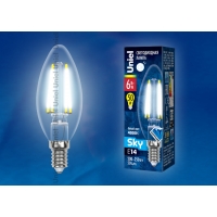 Лампа светодиодная Uniel серия SKY LED-C35-6W/NW/E14/CL PLS02WH