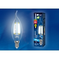 Лампа светодиодная Uniel серия SKY LED-CW35-6W/NW/E14/CL PLS02WH