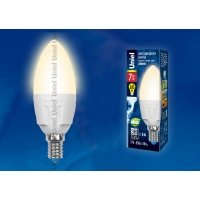 Лампа светодиодная Uniel серия Яркая LED-C37 7W/WW/E14/FR PLP01WH