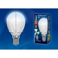 Лампа светодиодная Uniel серия Яркая LED-G45 7W/NW/E14/FR PLP01WH