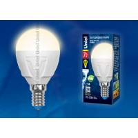 Лампа светодиодная Uniel серия Яркая LED-G45 7W/WW/E14/FR PLP01WH