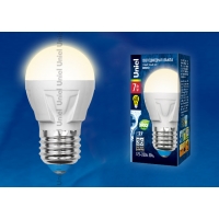 Лампа светодиодная Uniel серия Яркая LED-G45 7W/WW/E27/FR PLP01WH