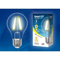 Лампа светодиодная Uniel серия AIR LED-A60-8W/WW/E27/CL GLA01TR