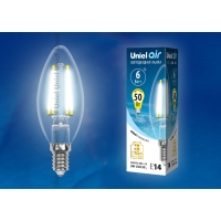 Лампа светодиодная Uniel серия AIR LED-C35-6W/NW/E14/CL GLA01TR