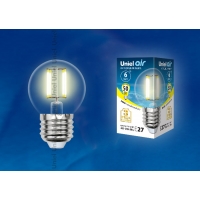 Лампа светодиодная Uniel серия AIR LED-G45-6W/WW/E27/CL GLA01TR