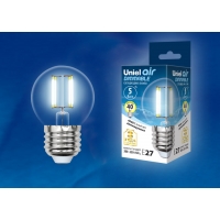 Лампа светодиодная Uniel серия AIR DIM LED-G45-5W/NW/E27/CL/DIM GLA01TR