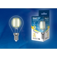 Лампа светодиодная Uniel серия AIR DIM LED-G45-5W/WW/E14/CL/DIM GLA01TR