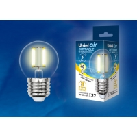 Лампа светодиодная Uniel серия AIR DIM LED-G45-5W/WW/E27/CL/DIM GLA01TR