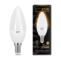 Лампа Gauss LED Свеча E14 9.5W 890lm 3000К 1/10/50