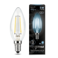 Лампа Gauss LED Filament Свеча E14 5W 450lm 4100К 1/10/50