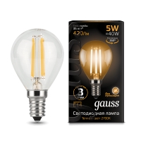Лампа Gauss LED Filament Шар E14 5W 420lm 2700K 1/10/50