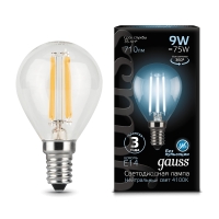 Лампа Gauss LED Filament Шар E14 9W 710lm 4100K 1/10/50