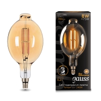 Лампа Gauss LED Vintage Filament BT180 8W E27 180*360mm Golden 780lm 2400K 1/6