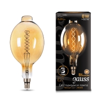 Лампа Gauss LED Vintage Filament Flexible  BT180 8W E27 180*360mm Golden 620lm 2400K 1/6