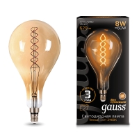 Лампа Gauss LED Vintage Filament Flexible A160 8W E27 160*300mm Golden 620lm 2400K 1/6