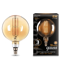 Лампа Gauss LED Vintage Filament G200 8W E27 200*300mm Golden 780lm 2400K 1/6