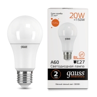 Лампа Gauss LED Elementary A60 20W E27 1520lm 3000K 1/10/40