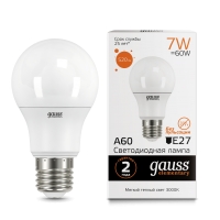 Лампа Gauss LED Elementary A60 7W E27 520lm 2700K 1/10/100 акция
