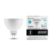 Лампа Gauss LED Elementary MR16 GU5.3 5.5W 450lm 4100К 1/10/100